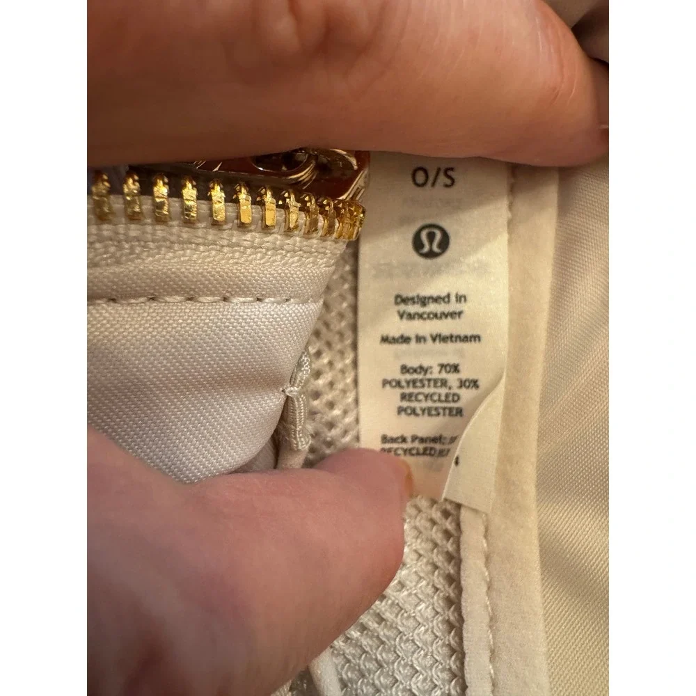 Lululemon Backpack Nano Women White Like New Fleece Sherpa Gold Hardware